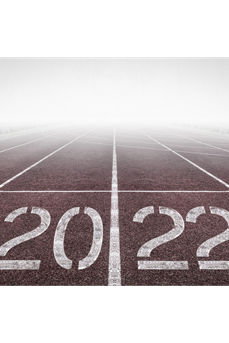 2022 est inscrit sur une piste d'athlétisme pour marquer le début de cette nouvelle année