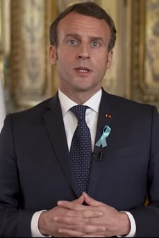 Emmanuel Macron s'exprimant durant son message vidéo adressé aux personnes autistes