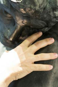 Une main posée sur une sculpture de Rodin